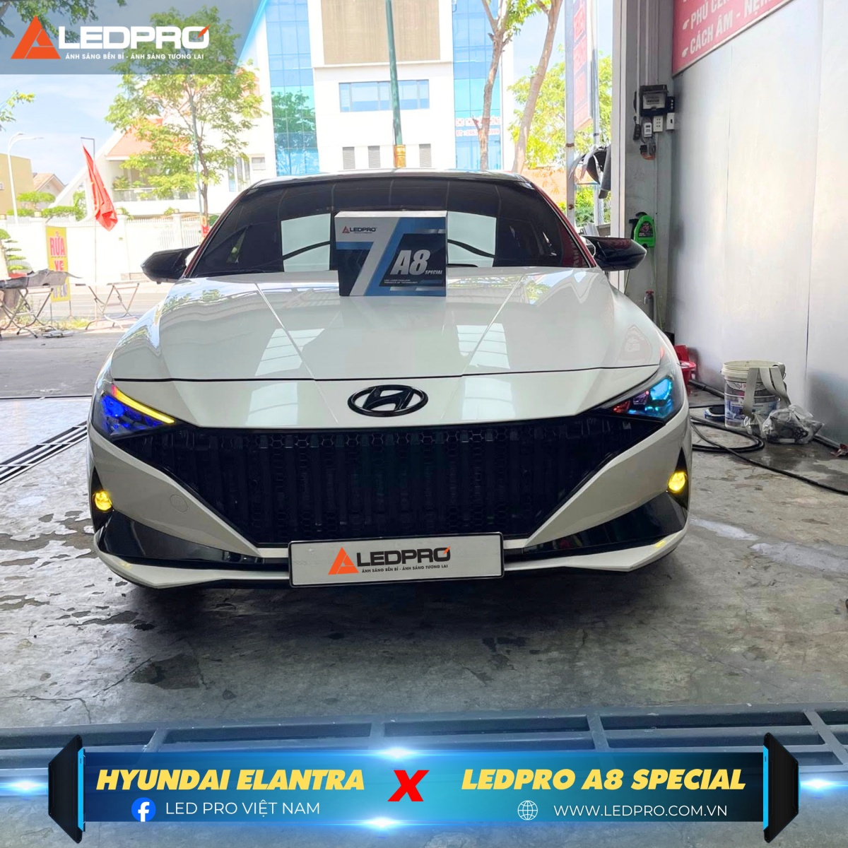 Hyundai Elantra gấp đôi tầm nhìn với bi gầm LEDPRO A8 Special với ánh sáng hàng đầu