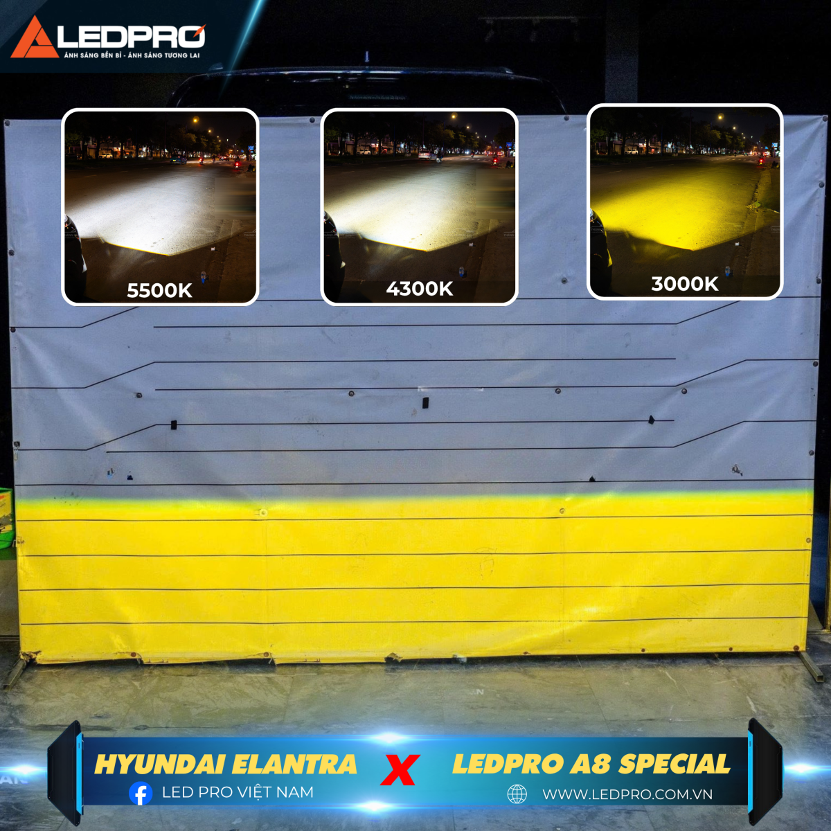 Hyundai Elantra được khai sáng với ánh sáng 3 nhiệt màu cực tốt, đi mọi điều kiện thời tiết