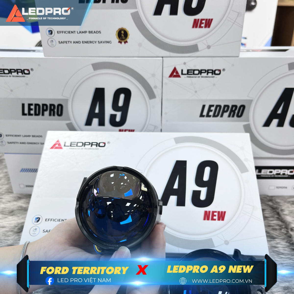 LEDPRO A9 New - Bi gầm laser 3 inch, ánh sáng chuẩn bám đường, an toàn hàng đầu cho xe