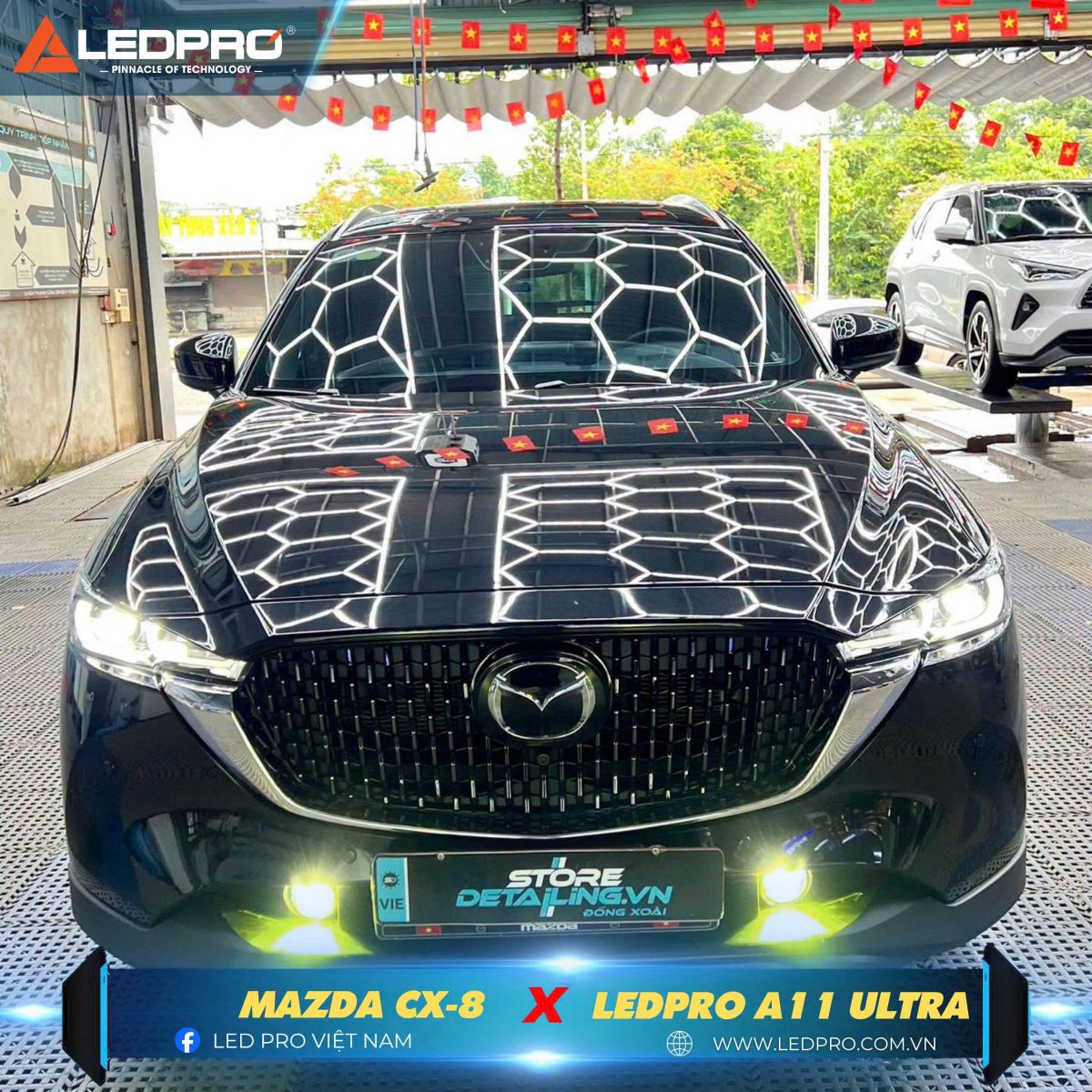 Mazda CX8 sau khi đã nâng cấp ánh sáng Ledpro A11 Ultra