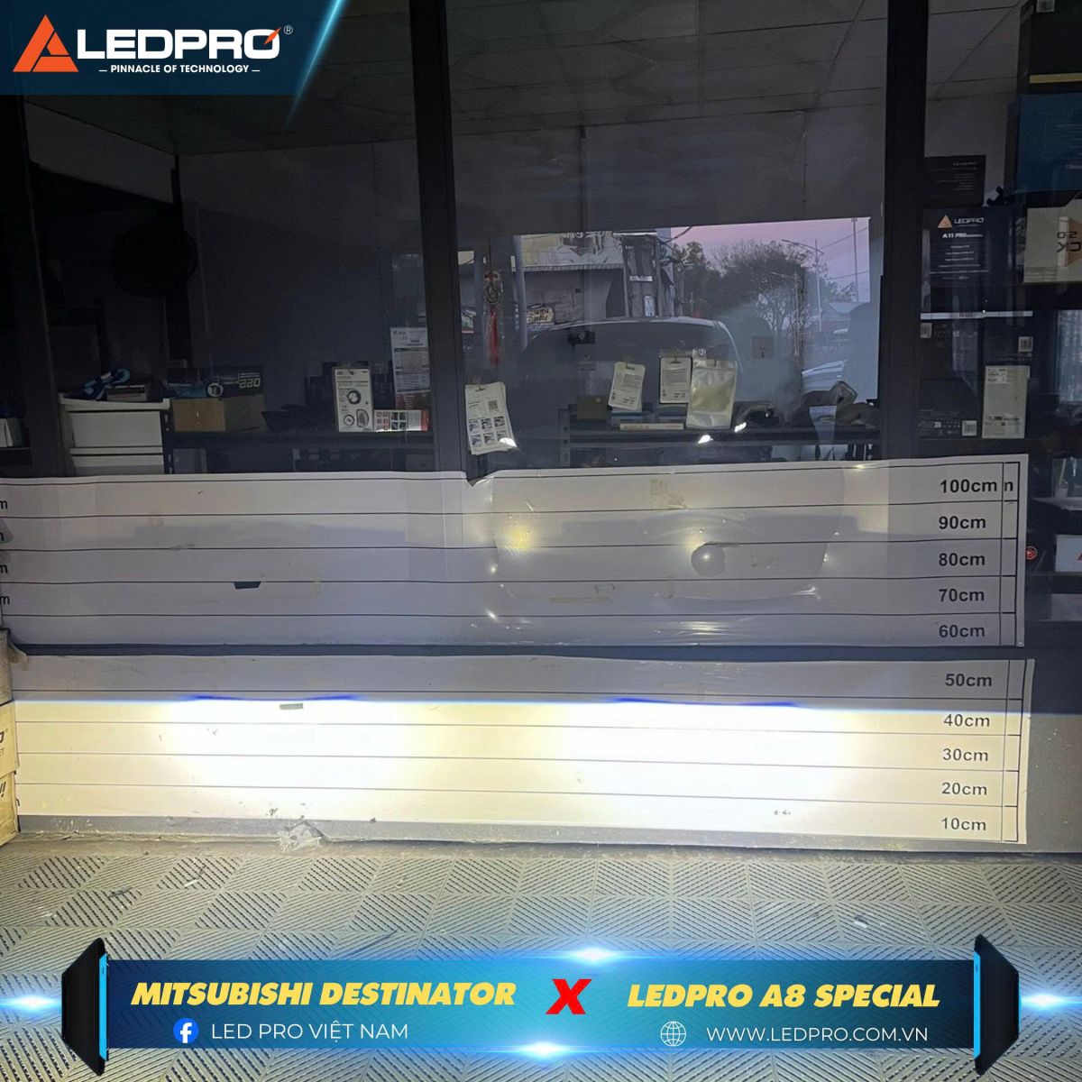 Ánh sáng từ Ledpro A11 Ultra khi lắp đặt