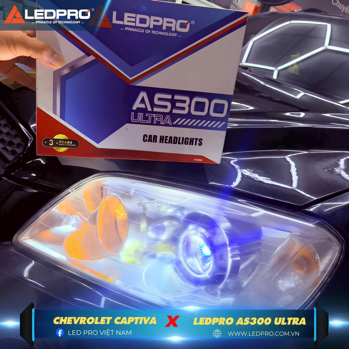 Bi pha Ledpro AS300 Ultra đồng hành cùng Chevrolet Captiva trên mọi hành trình