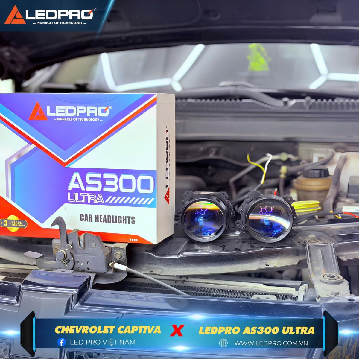 Ledpro AS300 Ultra giải pháp nâng cấp ánh sáng, vượt trội tầm nhìn cho Chevrolet Captiva