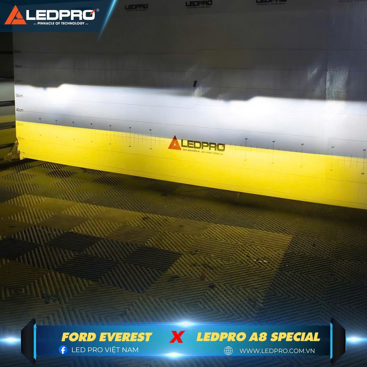 Ánh sáng phát ra sau khi lắp đặt bi gầm Ledpro A8 Special