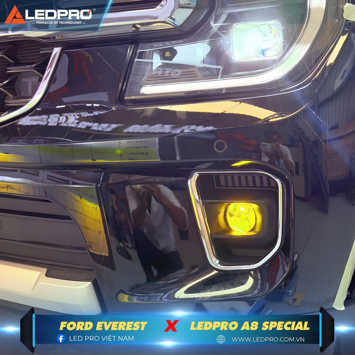 Sau khi lắp đặt Ledpro A8 Special vẫn giữ được thẩm mỹ trên Ford Everest