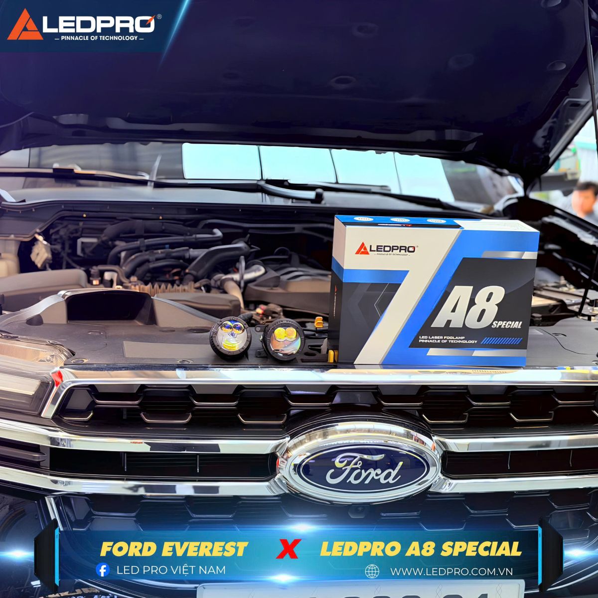 Ford Everest xứng đáng với hệ thống chiếu sáng mạnh mẽ như Ledpro A8 Special