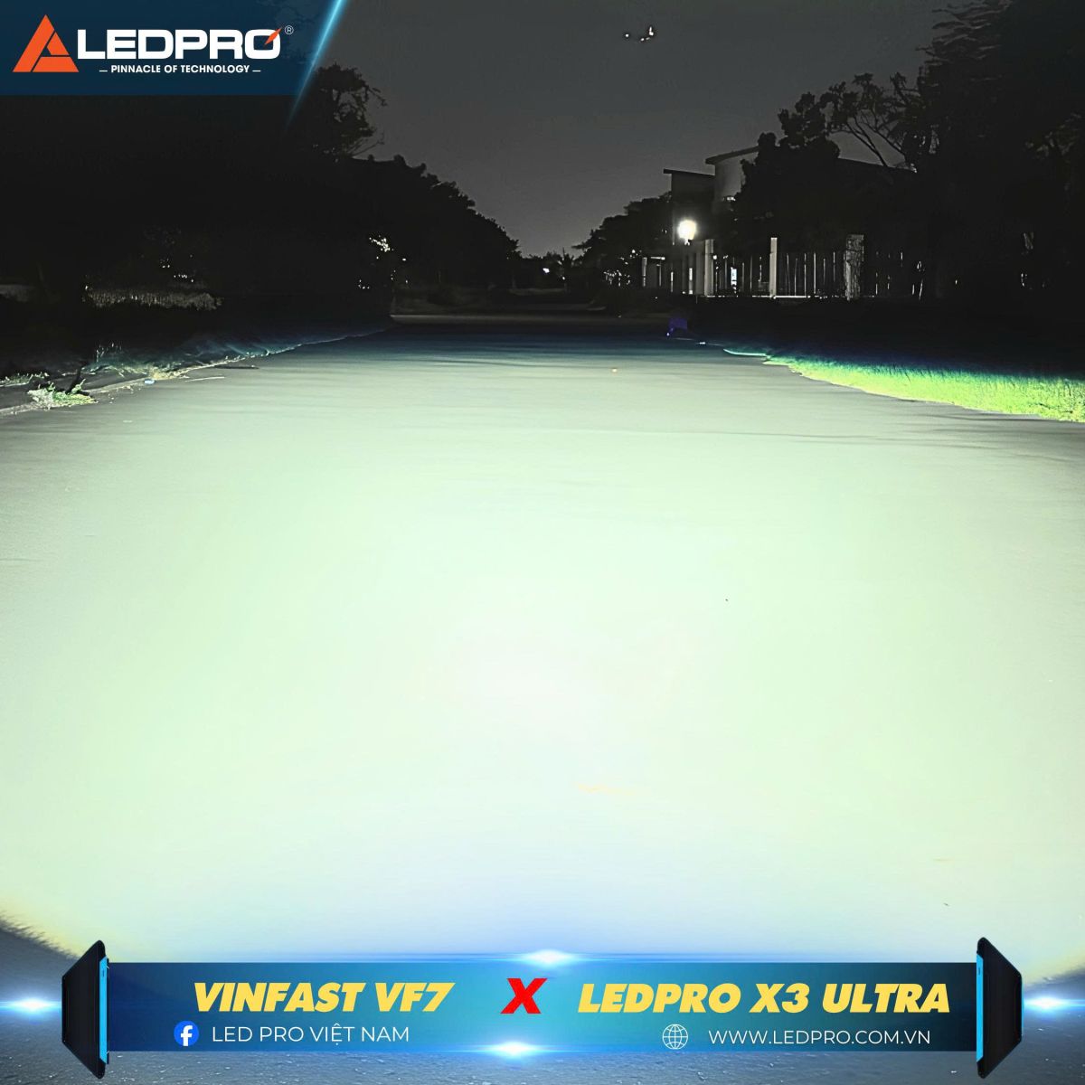 Ánh sáng Cos sau khi lắp đặt đèn trợ sáng Ledpro X3 Ultra