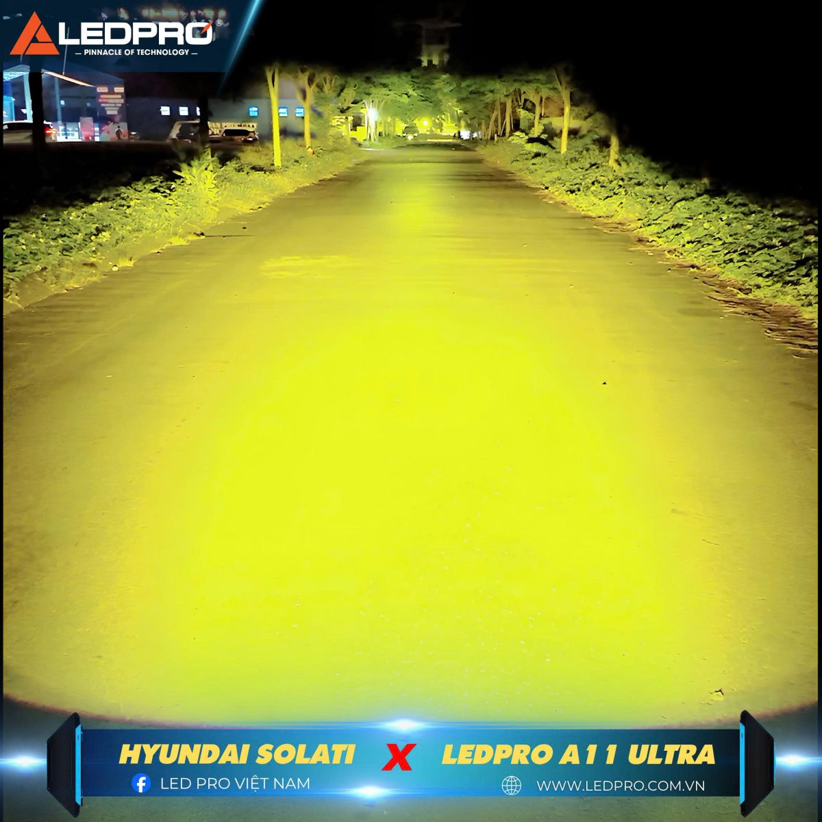 Ánh sáng vàng 3000k phá mưa phá sương trên Ledpro A11 Ultra