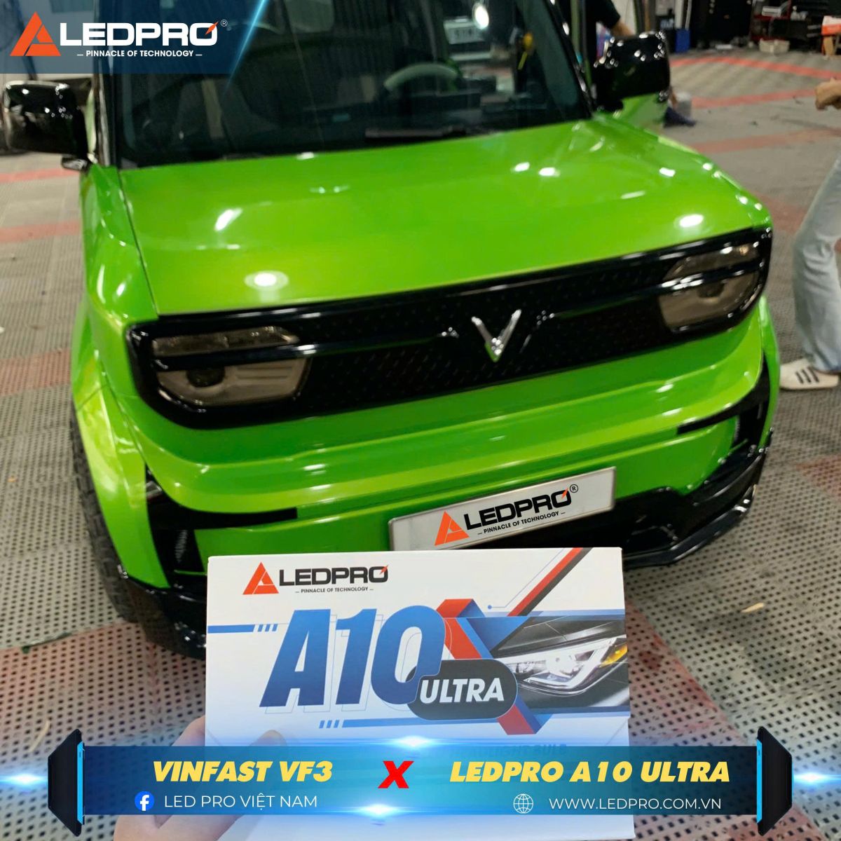 Ô tô điện đô thị Vinfast VF3 lắp đặt chân bóng Ledpro A10 Ultra