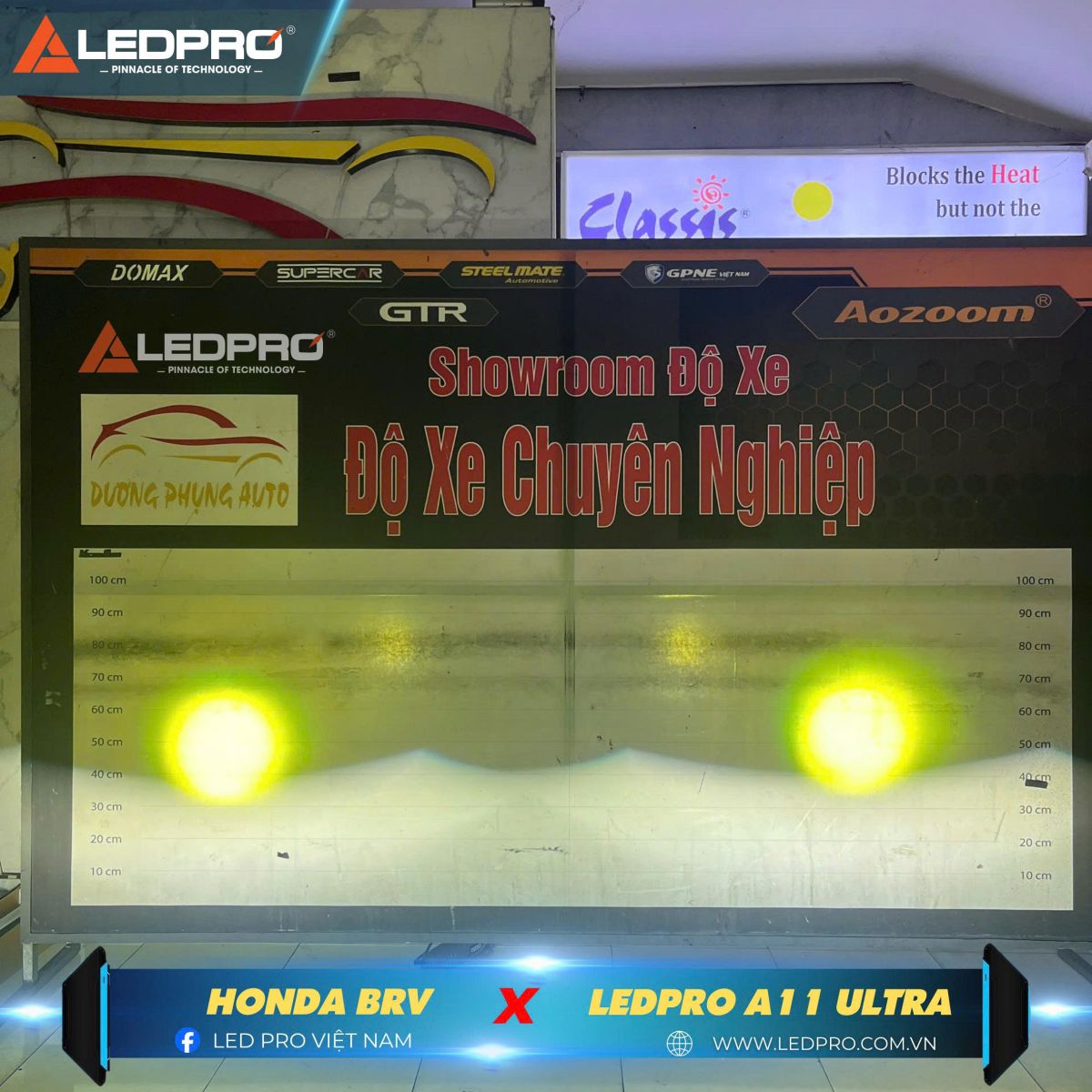 Sau khi lắp đặt xong, các kỹ thuật viên sẽ căn chỉnh ánh sáng phù hợp với tầm nhìn của buồng lái