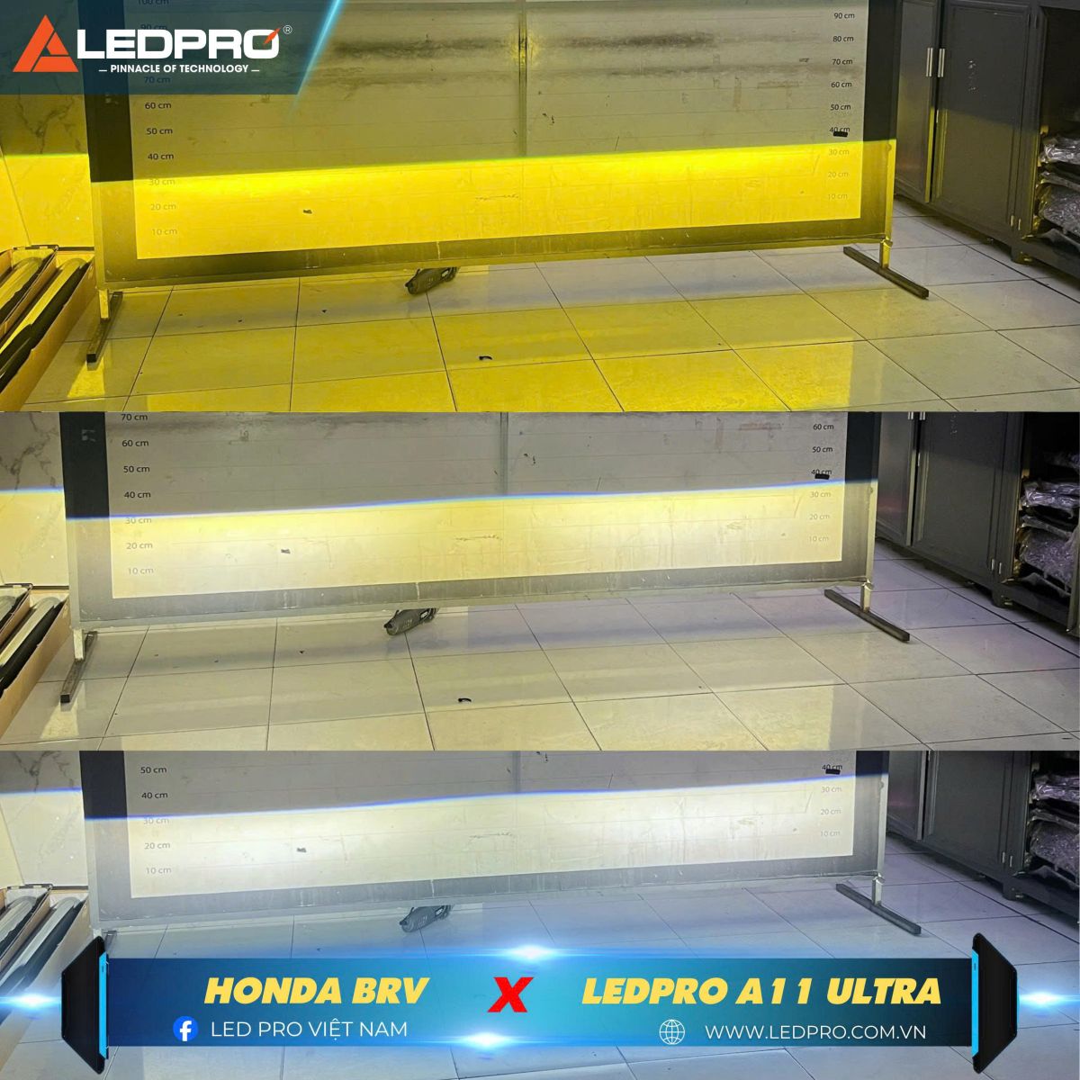 Ledpro A11 Ultra sở hữu 3 nhiệt màu hỗ trợ đi đêm giúp người lái linh hoạt lựa chọn khi đi trong điều kiện thời tiết khác nhau