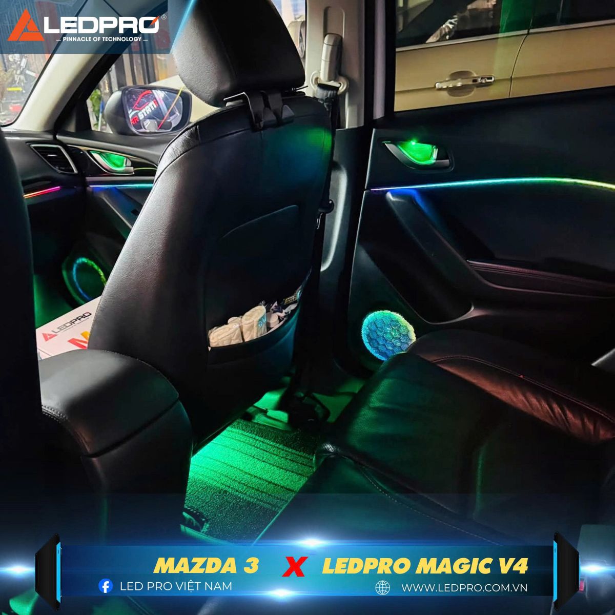 LED nội thất ô tô LEDPRO MAGIC V4 với 64 triệu màu có thể tùy ý chuyển đổi theo sở thích người dùng
