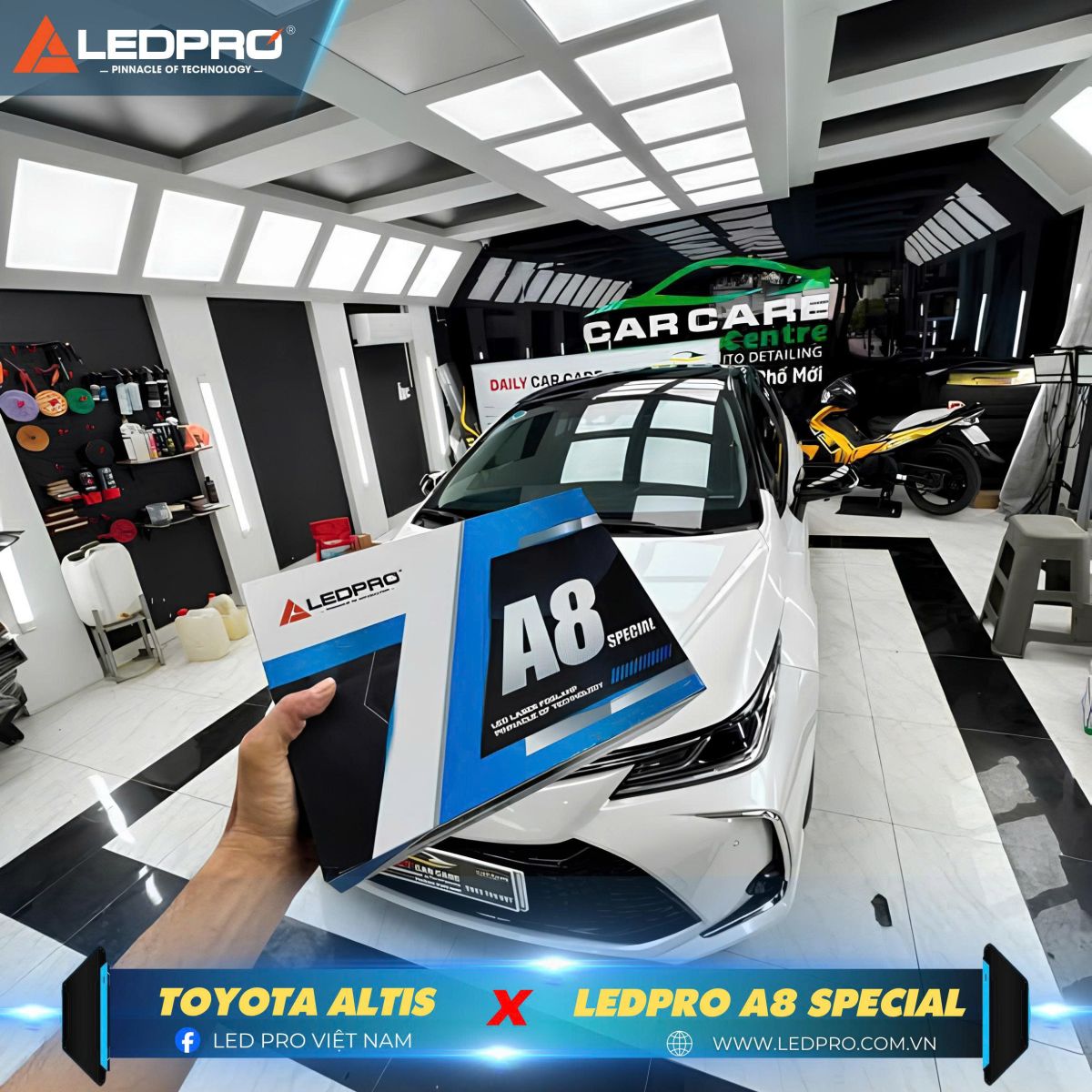 Bi gầm LEDPRO A8 Special 2 inch trên Toyota Altis mang đến khả năng chiếu sáng mạnh mẽ, chinh phục mọi cung đường nhưng vẫn giữ được sự gọn gàng thẩm mỹ