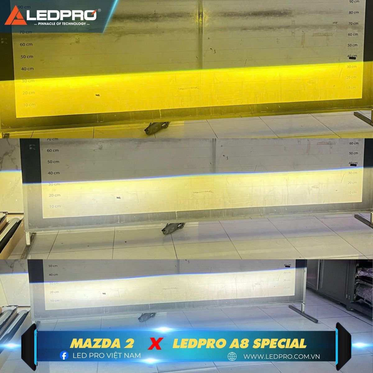 LEDPRO A8 Special bi gầm 3 nhiệt màu cho Mazda 2