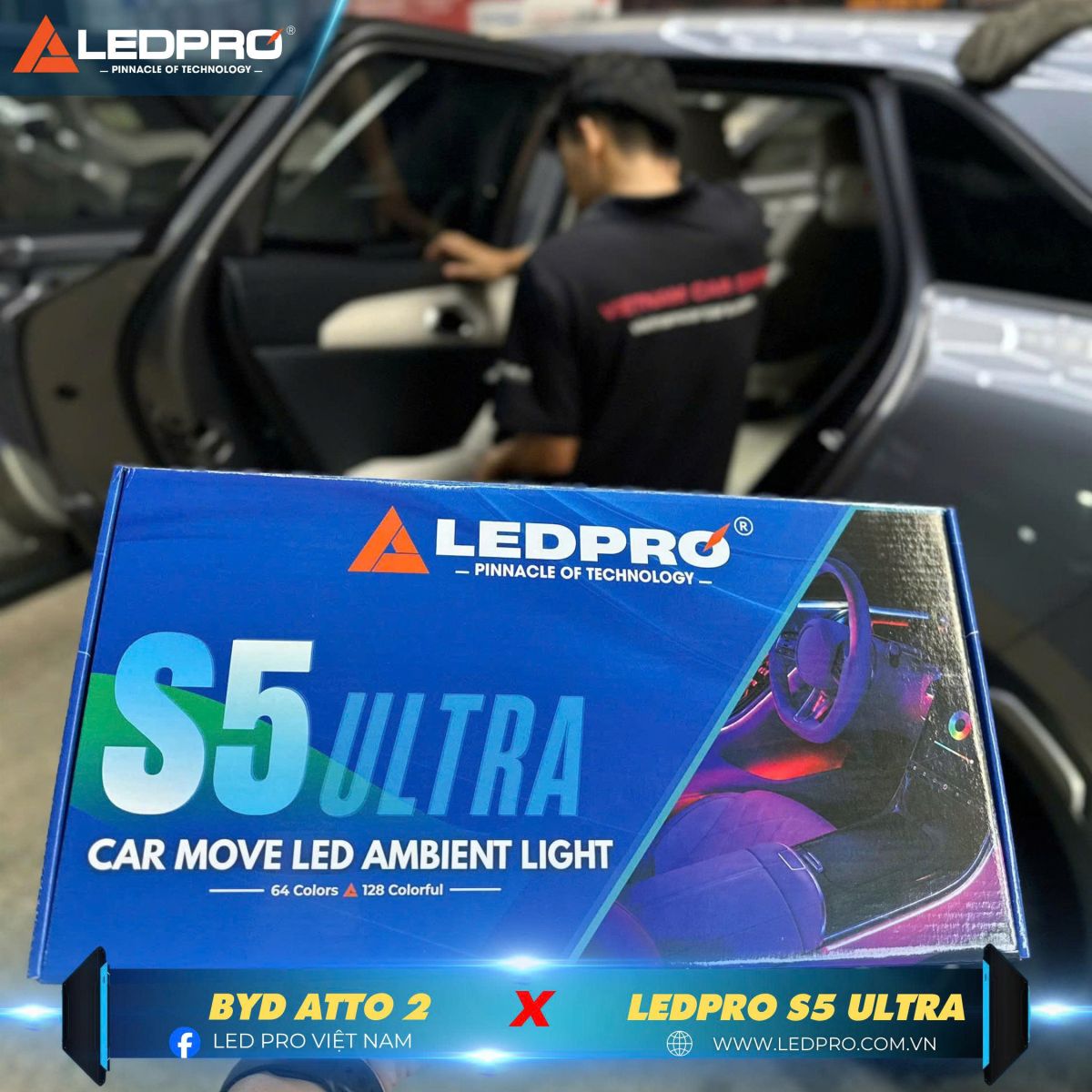 BYD ATTO 2 làm nổi bật bên trong nội thất bằng Ledpro S5 Ultra