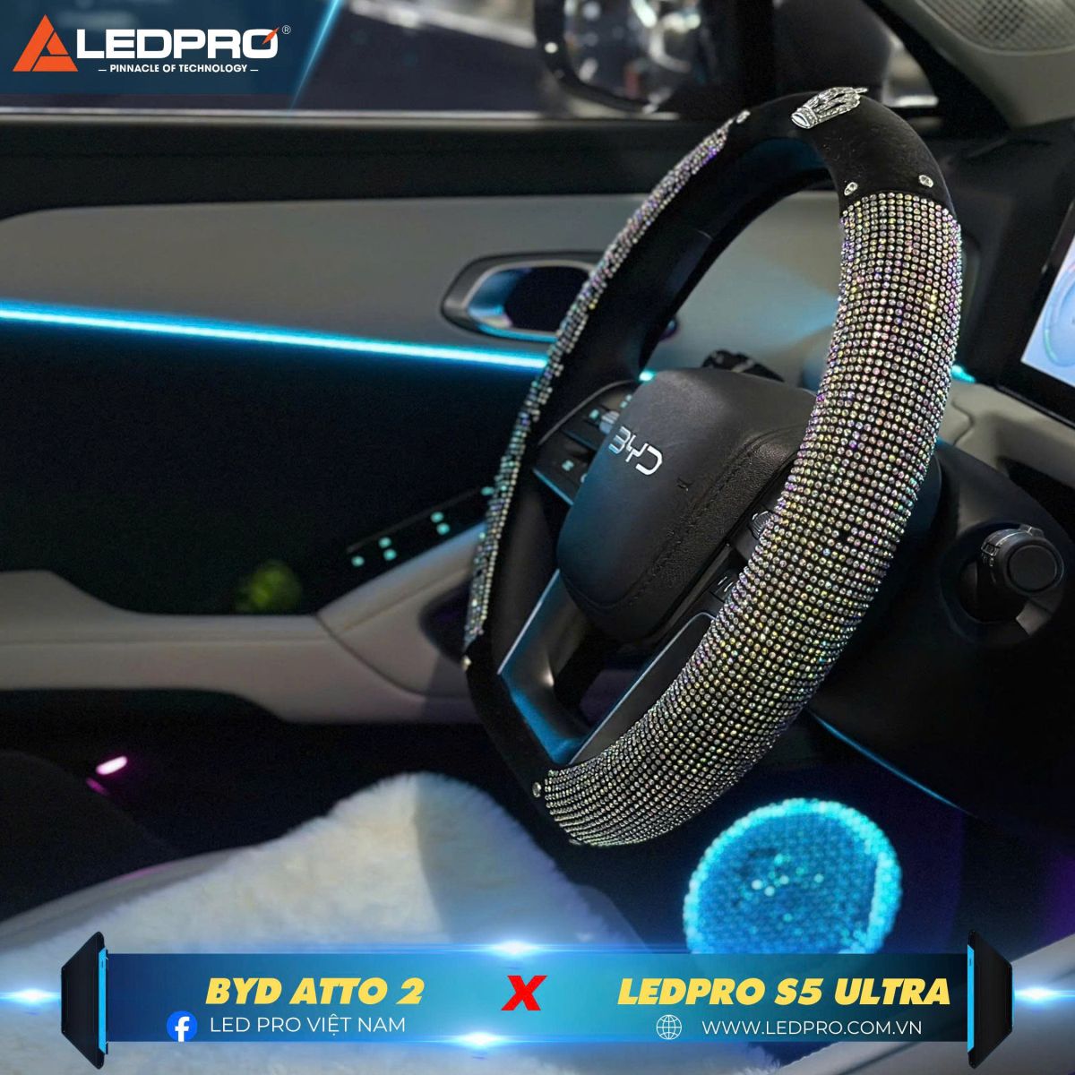 Không gian khoang lái khi lắp đặt led nội thất Ledpro S5 Ultra