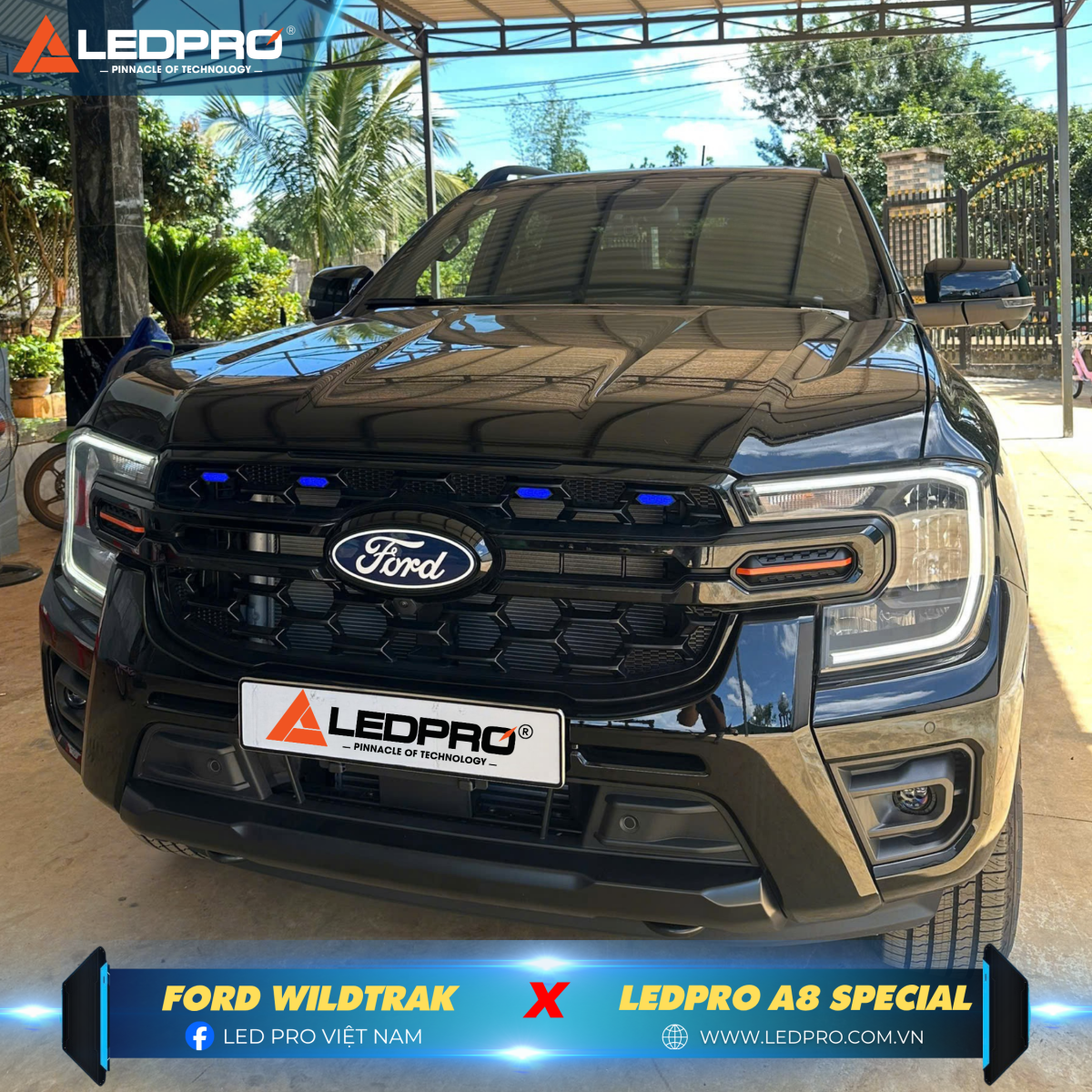 Ford Ranger Wildtrak lắp đặt bi gầm Ledpro A8 Special