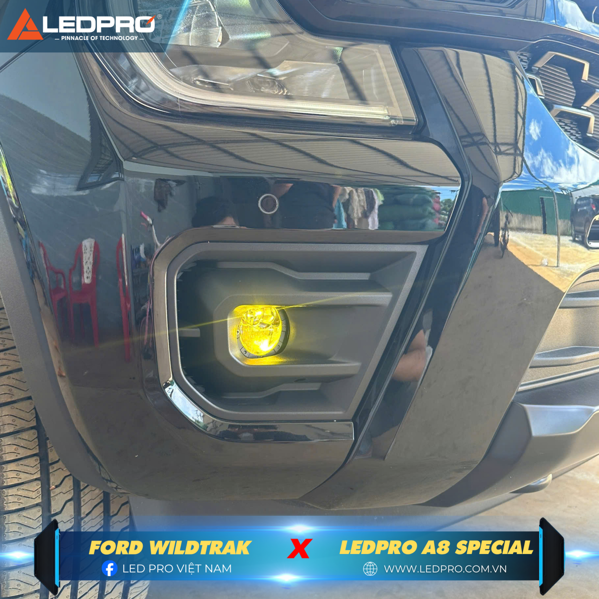 Ledpro A8 Special có kích thước phù hợp với hốc Ford Ranger Wildtrak