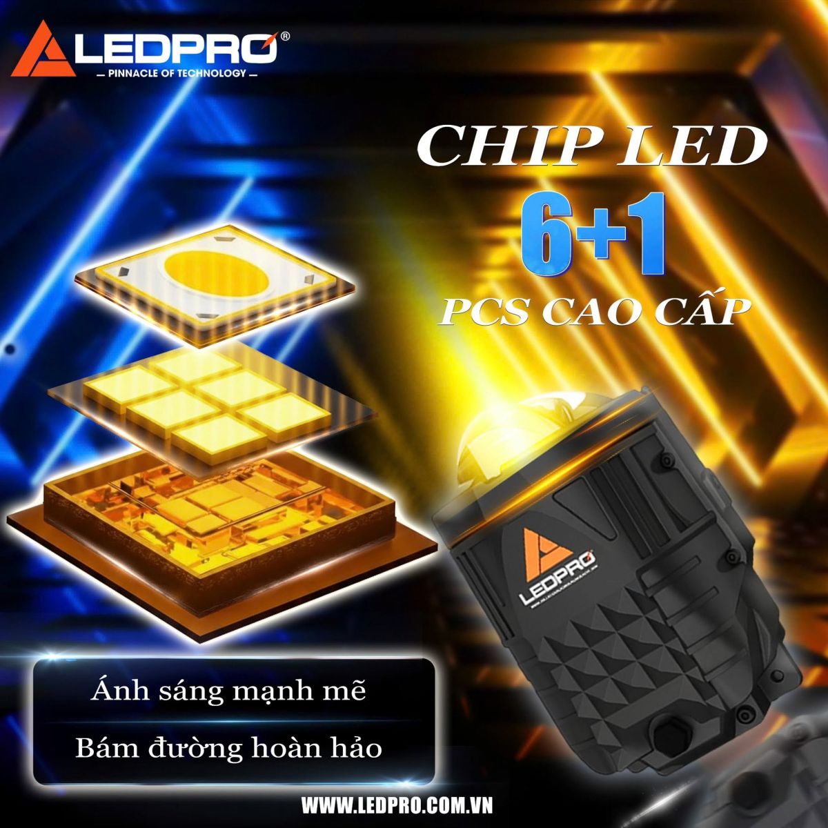 Ledpro A9 New sử dụng Chip Led 6+1 PCS cao cấp tăng khả năng bám đường