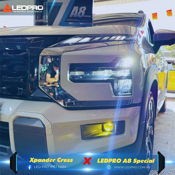 Mitsubishi Xpander Cross lắp đặt hệ thống chiếu sáng 2 inch Ledpro A8 Special