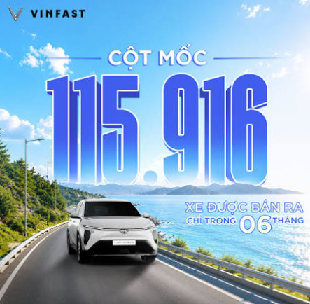 VinFast đánh dấu cột mốc 115.916 xe được bán ra chỉ trong 6 tháng. Ảnh: VinFast