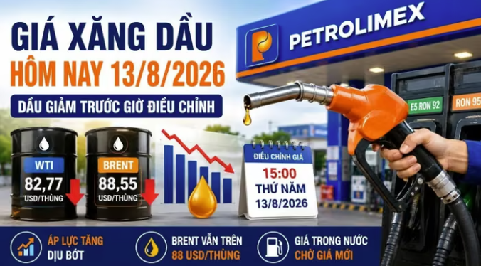 Kỳ điều hành giá xăng dầu 15h ngày 13/08/2026. Ảnh: Báo Mới