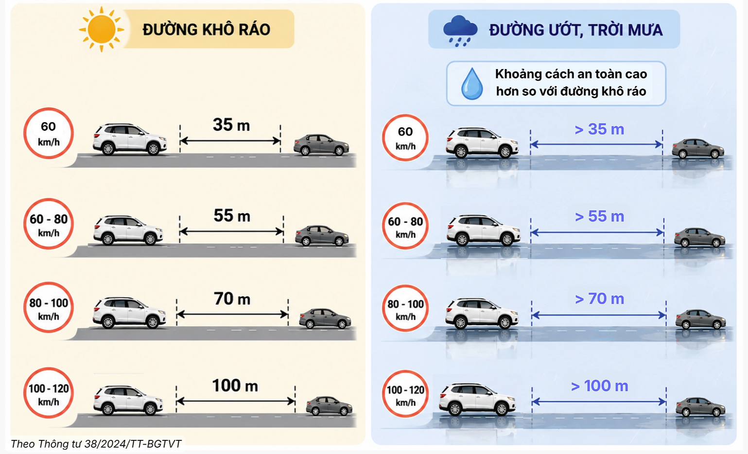 Quy định khoảng cách an toàn giữa các xe trên cao tốc. Ảnh: VNEXPRESS