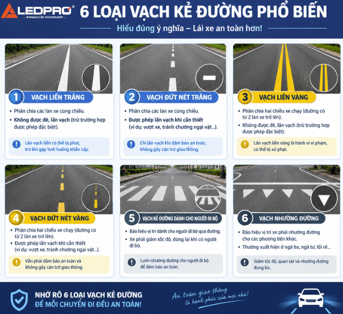 Tài xế cần lưu ý 6 loại vạch kẻ đường. Ảnh: AI