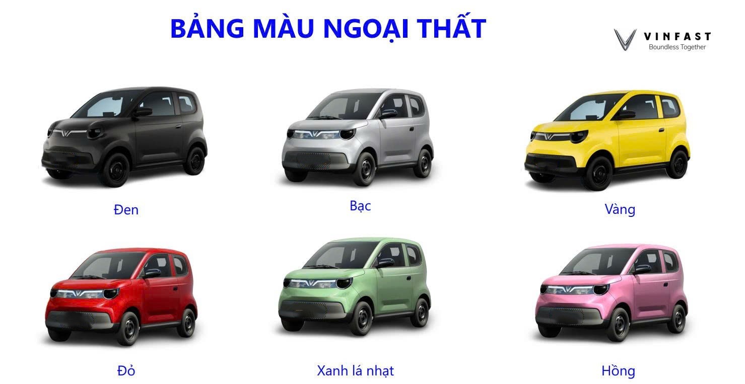 Bảng màu ngoại thất VF2. Ảnh: Vinfast Hoàng Mai
