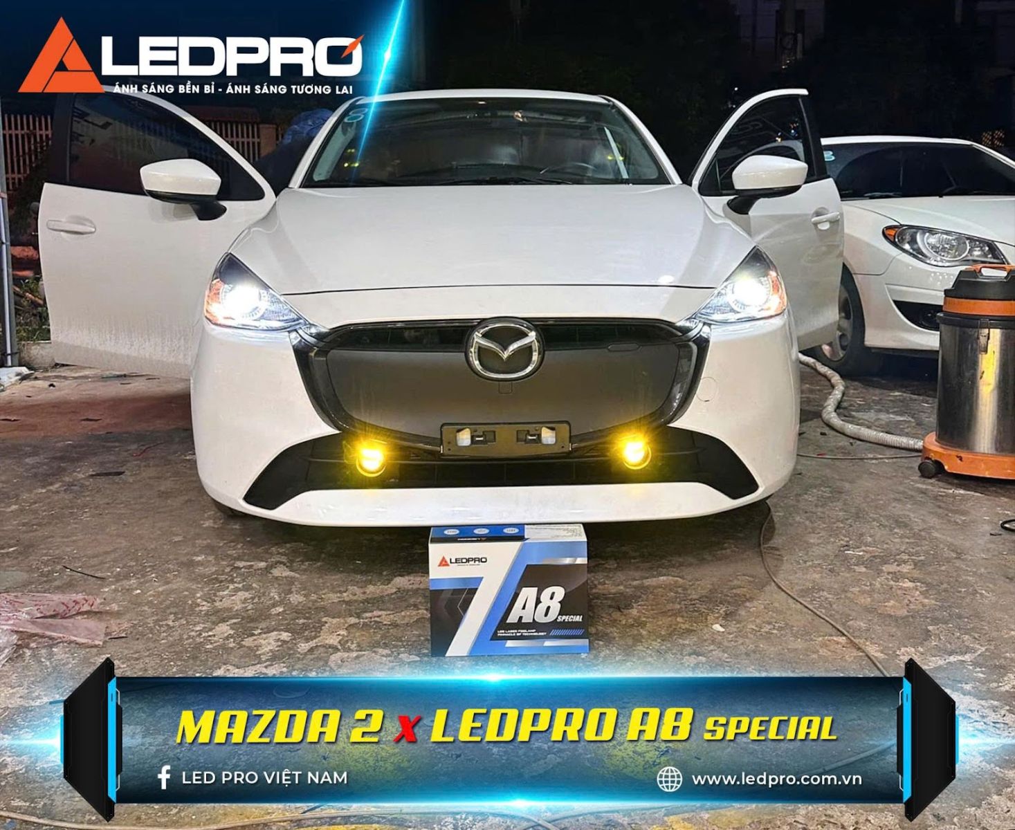 Mazda 2 lắp bi gầm LEDPRO A8 Special