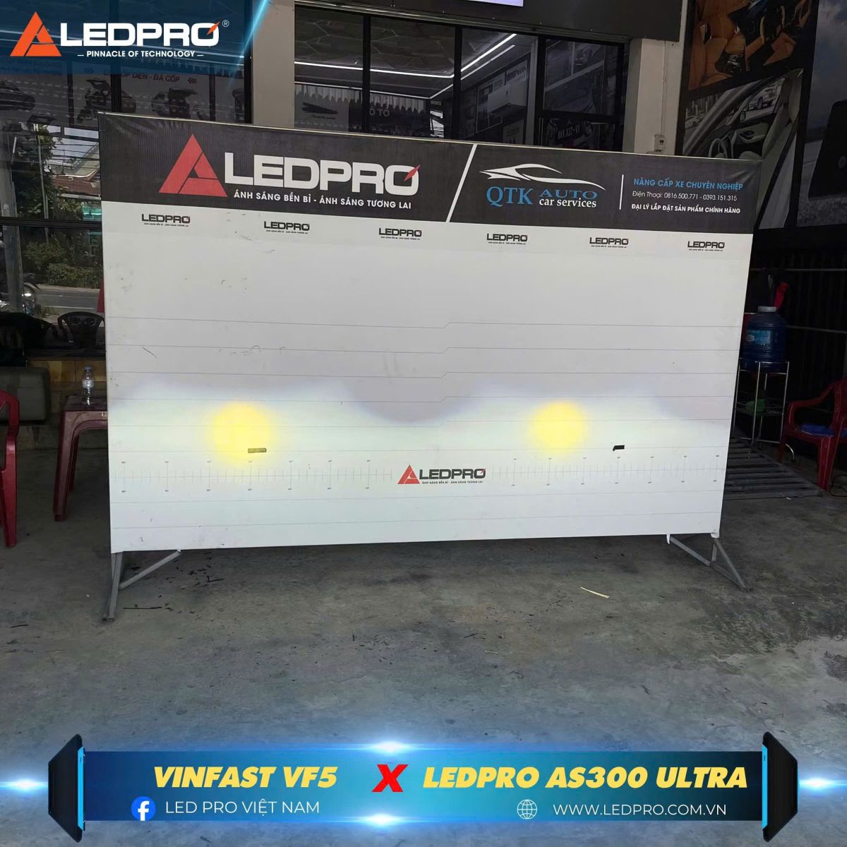 Test ánh sáng bi pha Ledpro AS300 khi lắp xong